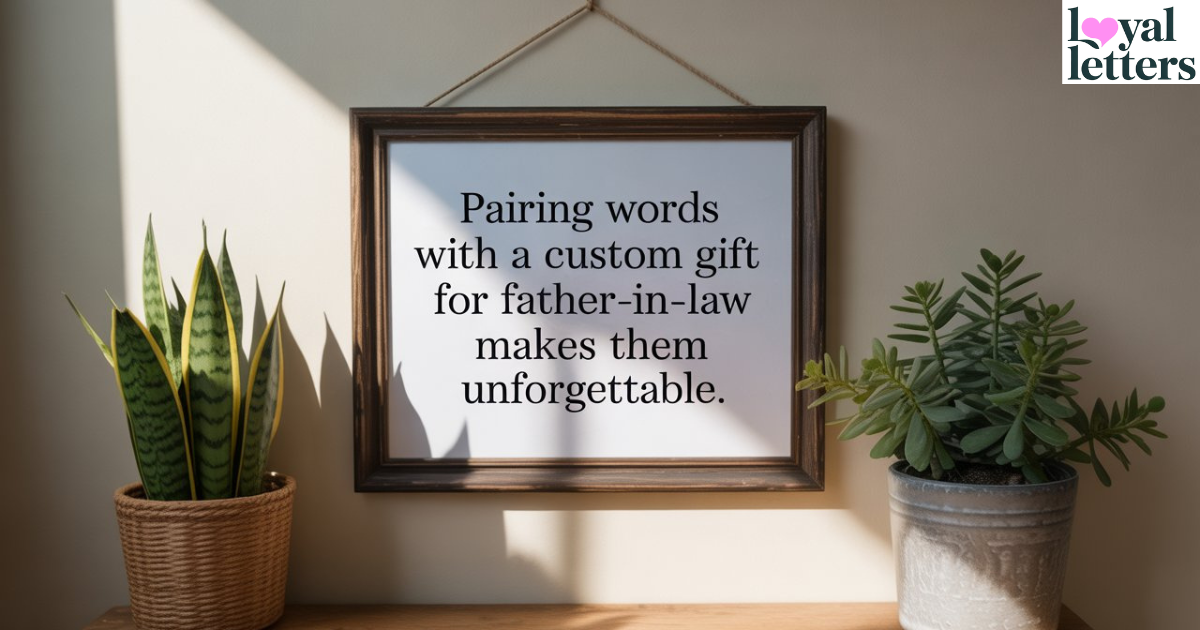 Pairing words with a custom gift for father-in-law makes them unforgettable.